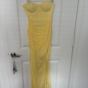 Shein Long Yellow Strapless Dress